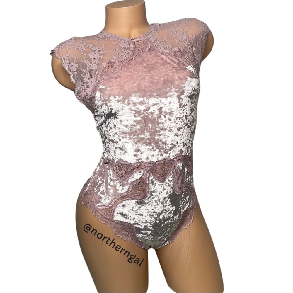 Victoria's Secret Crushed Velvet Teddy Pink